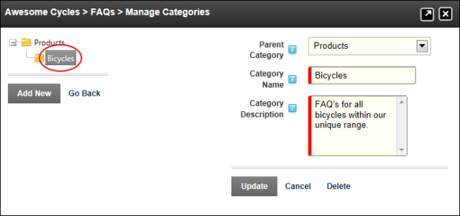 Manage faqs